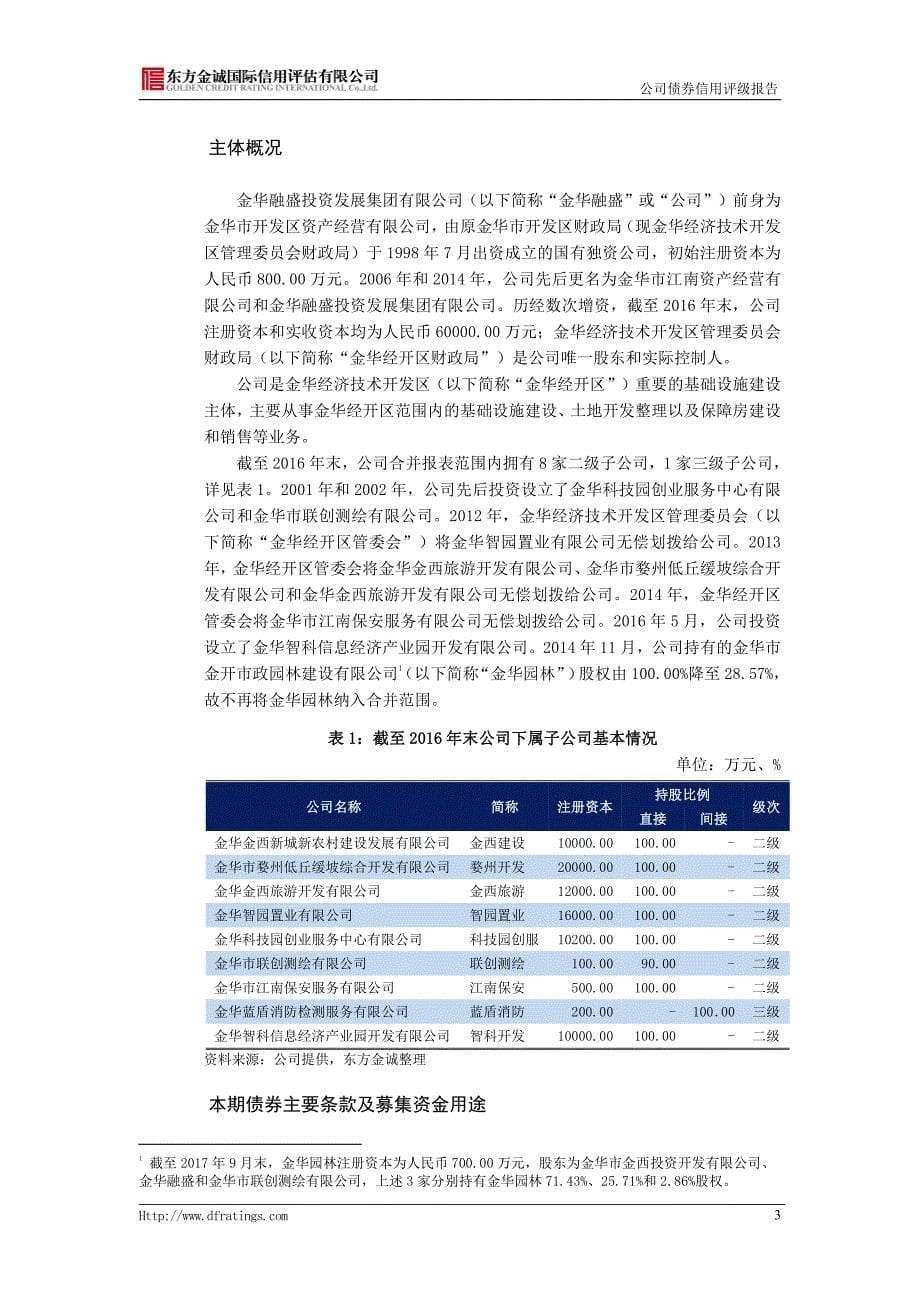 2017金华融盛投资发展集团有限公司公司债券信用评级报告_第5页