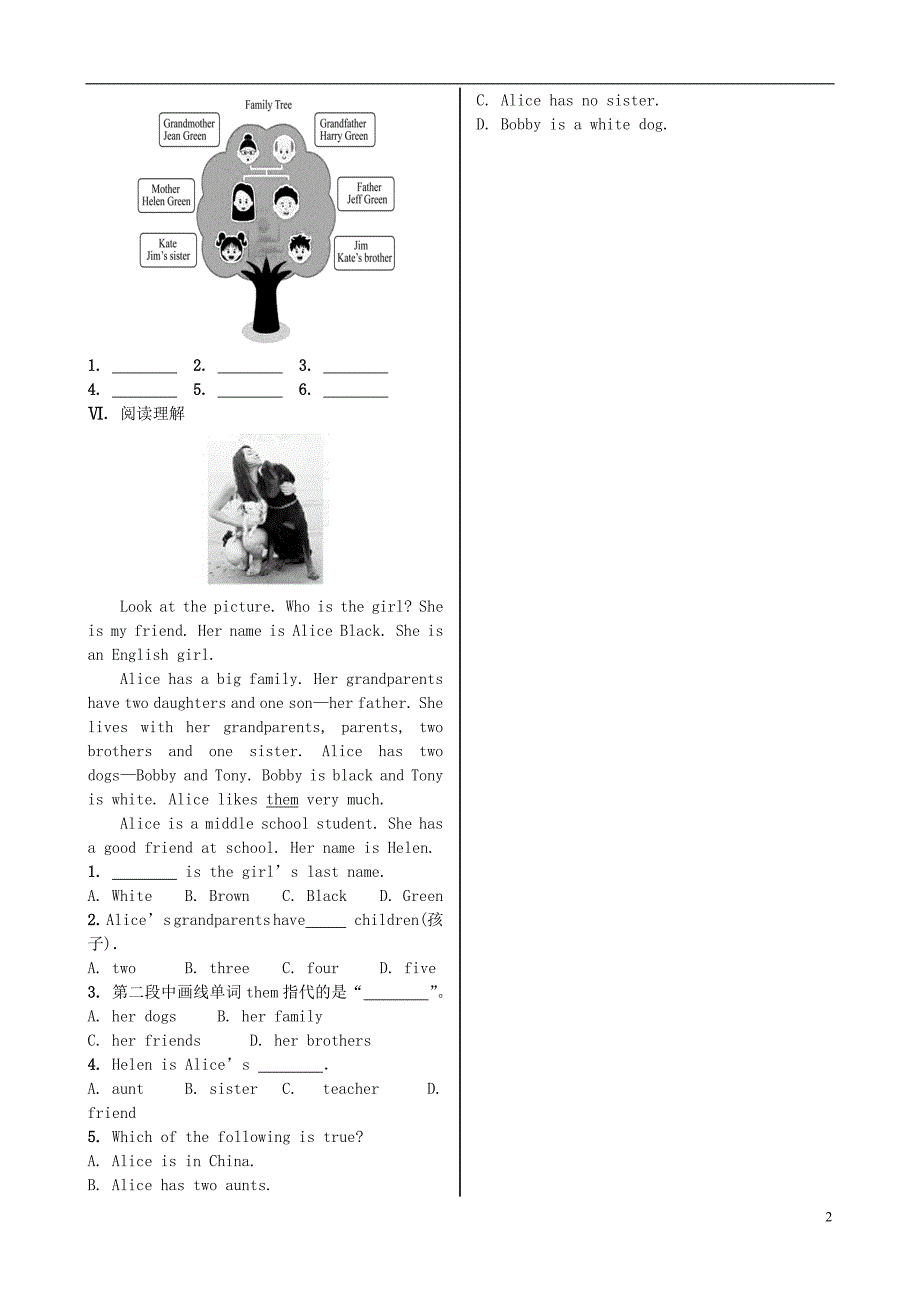 七年级英语上册unit2thisismysistersectiona1a_2d课时练习新版人教新目标版_第2页