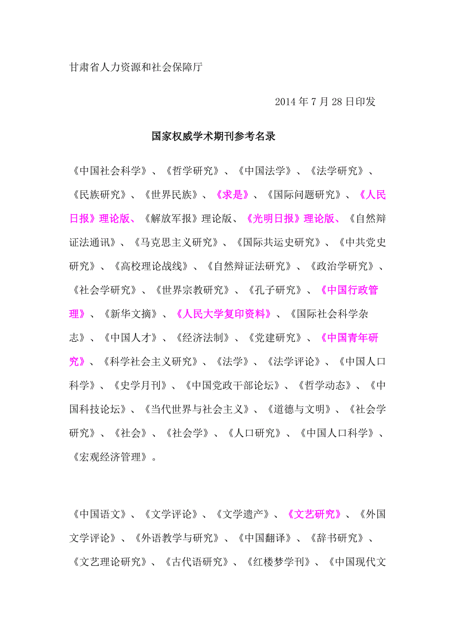 《甘肃》认可的核心期刊表_第1页