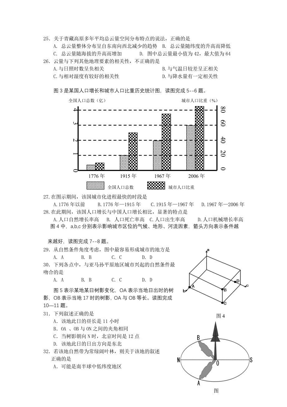 安徽省文科实验班文综试卷2009级文科实验班高一(下)2009级文科实验班高一(下)_第5页