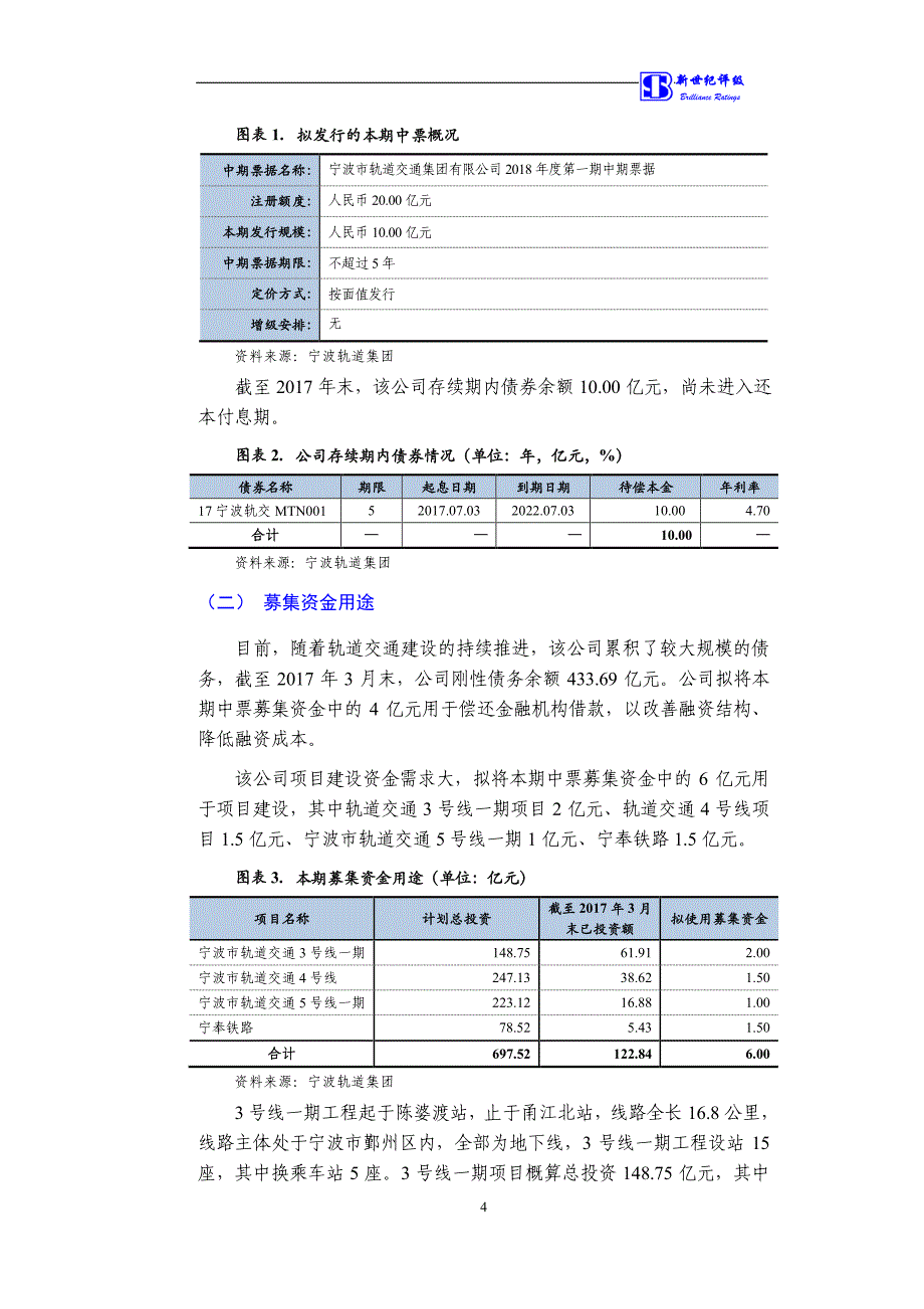 宁波市轨道交通集团有限公司2018第一期中期票据信用评级报告及跟踪评级安排_第4页