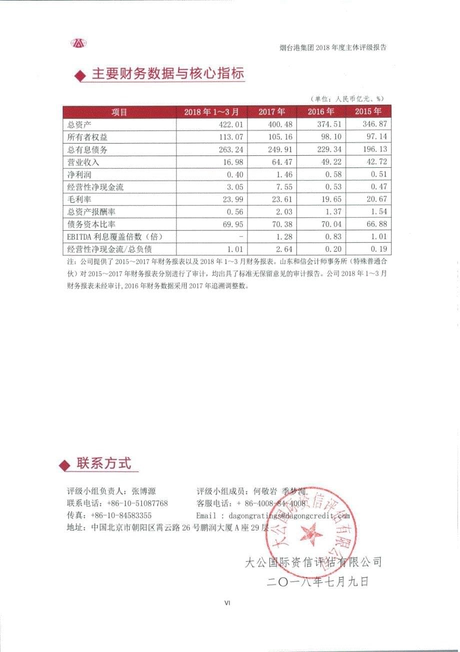 烟台港集团有限公司2018企业信用评级报告_第5页