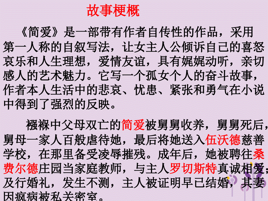 广东省深圳市宝安区中考语文 简爱复习课件_第2页