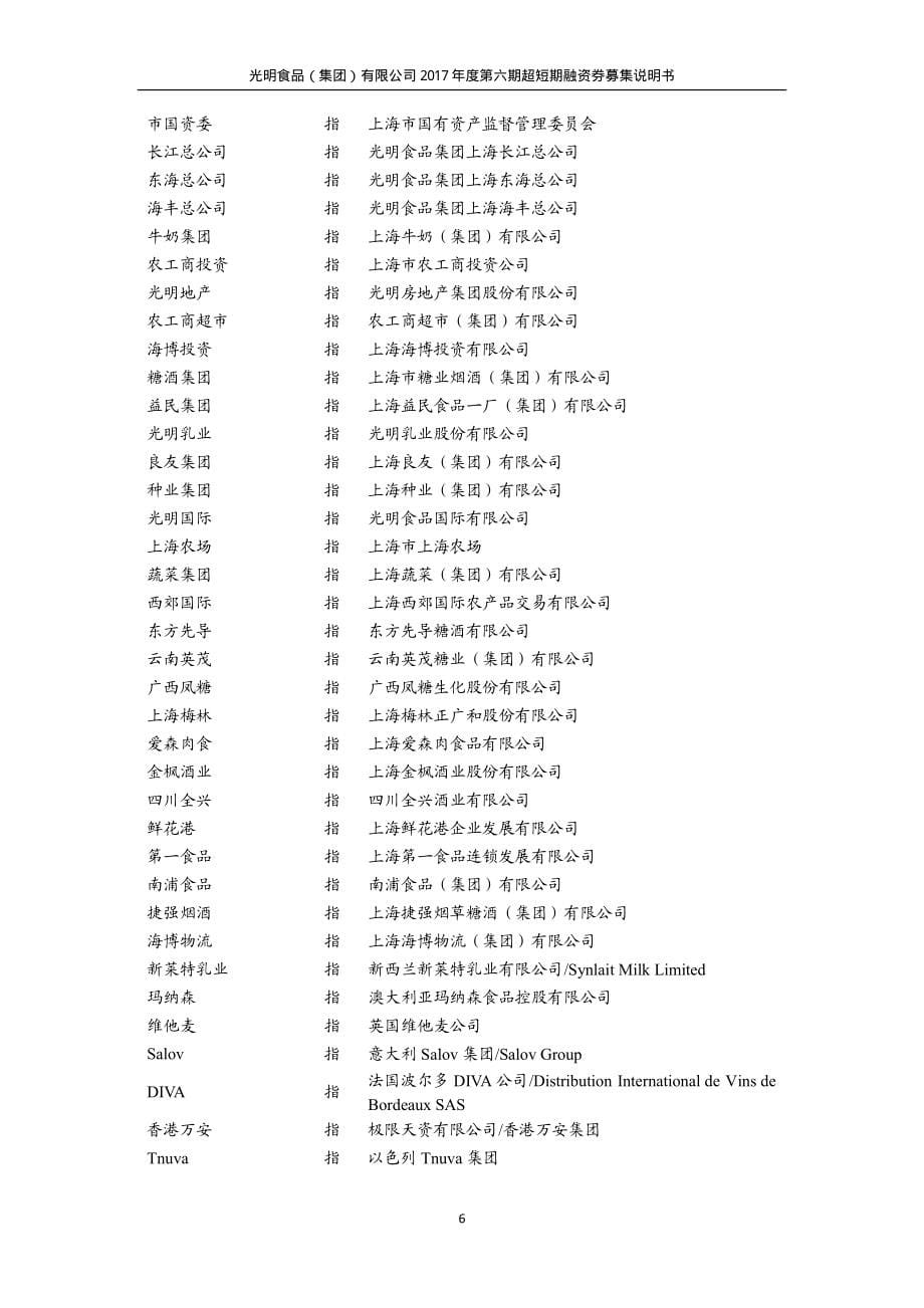 光明食品(集团)有限公司2017第六期超短期融资券募集说明书_第5页