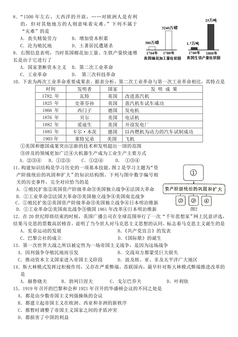 九年级文综3月模拟试题_第2页