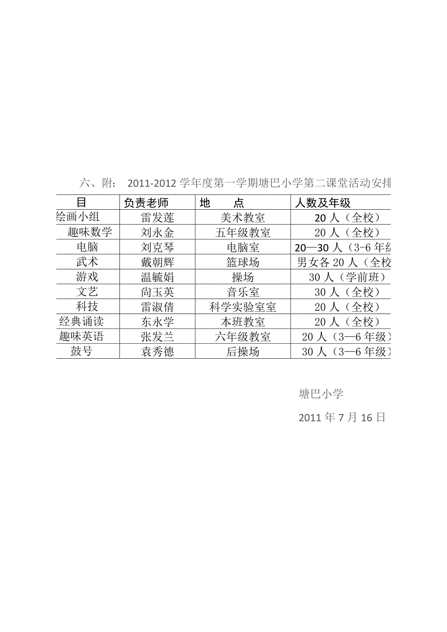 塘巴小学第二课堂活动计划_第4页