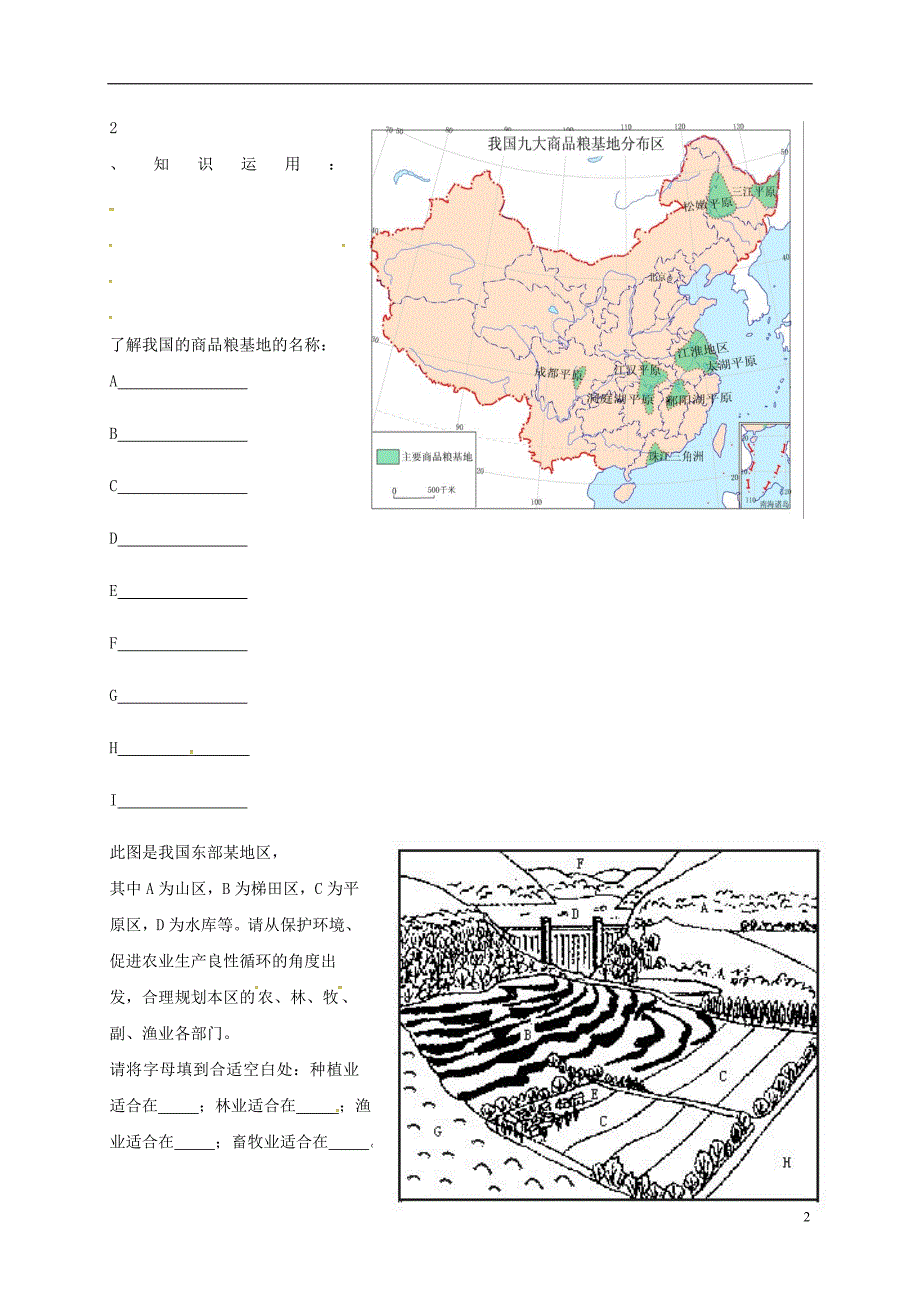 吉林省通化市八年级地理上册4.2农业导学案2无答案新版新人教版_第2页