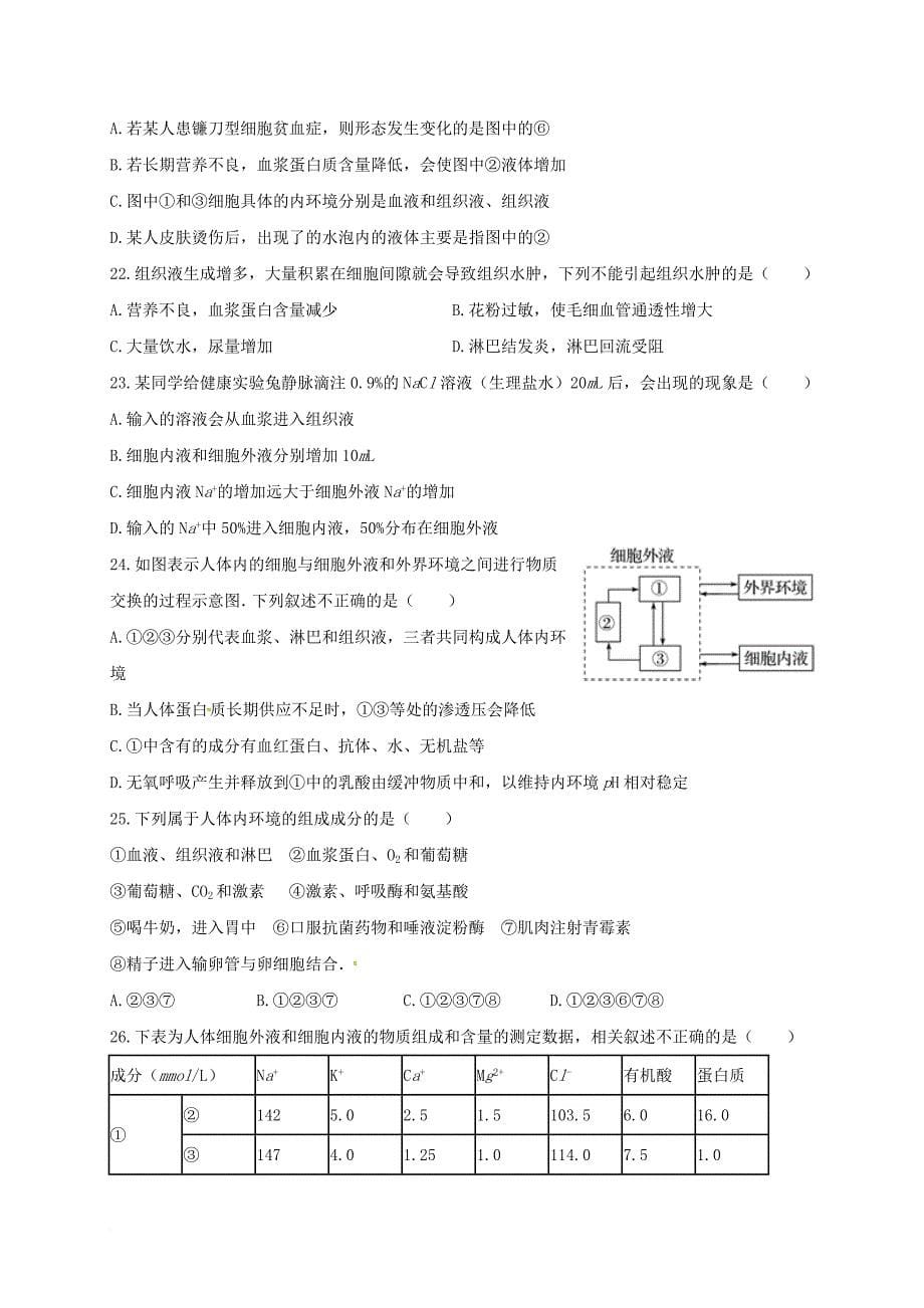 高二生物下学期开学考试 试题_第5页