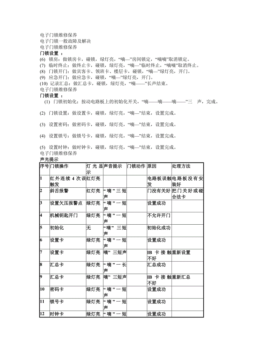 电子门销维修保养及故障处理microsoft word 文档_第3页