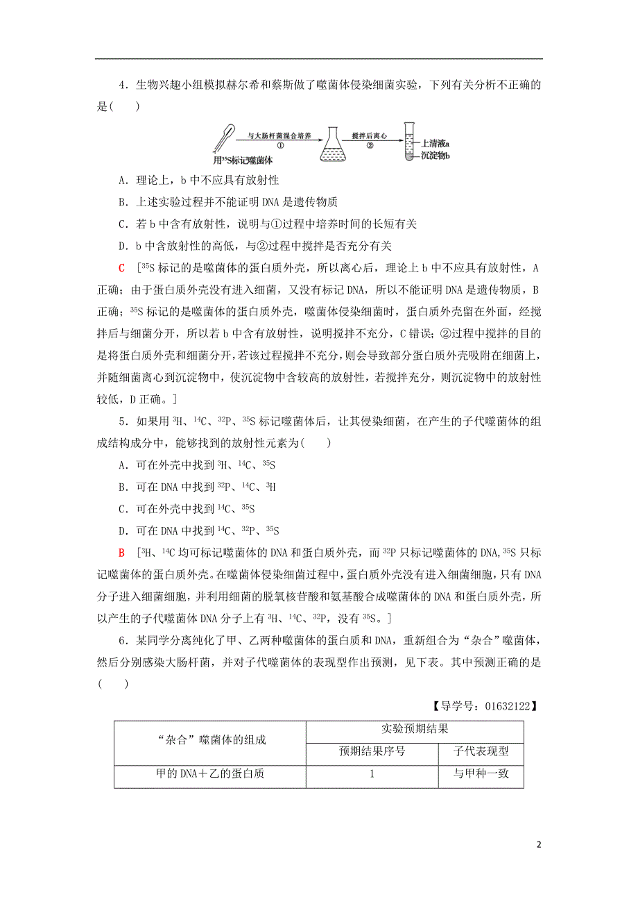 2018-2019高中生物 课时分层作业9 探索遗传物质的过程 苏教版必修2_第2页