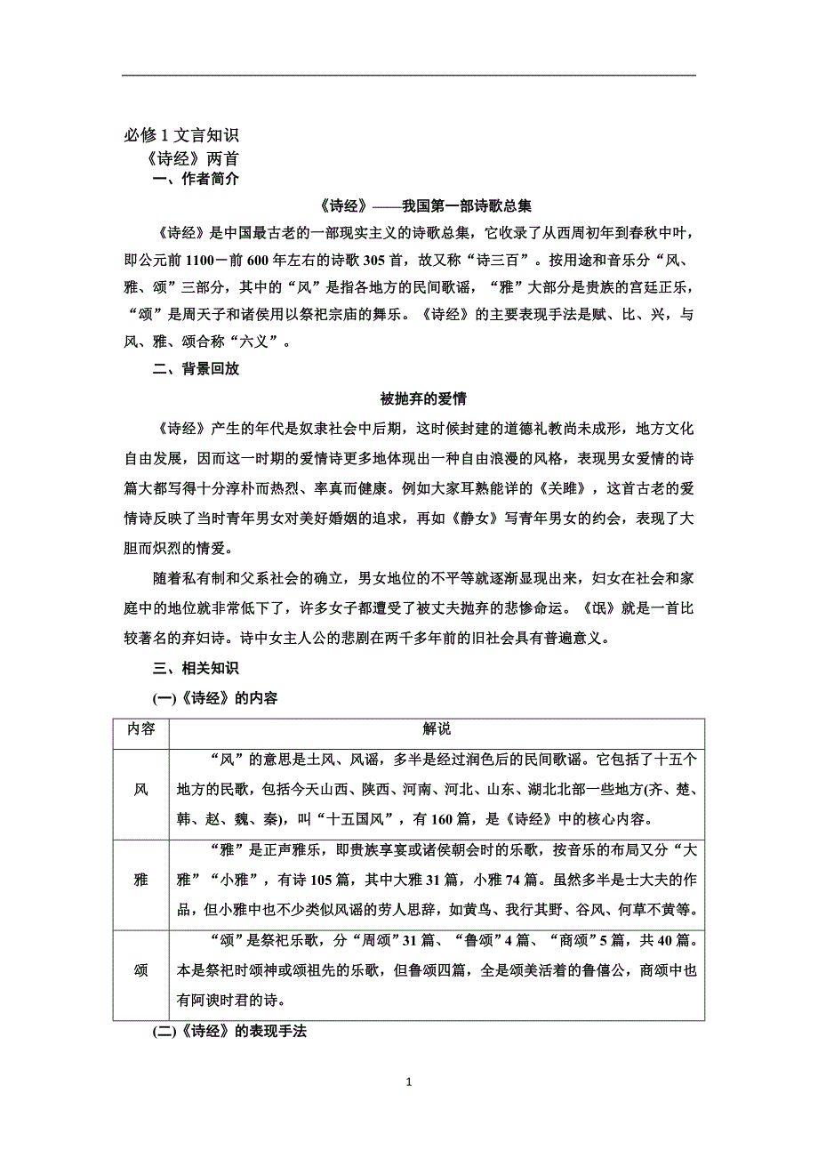 粤教版必修一文言文知识归纳_第1页