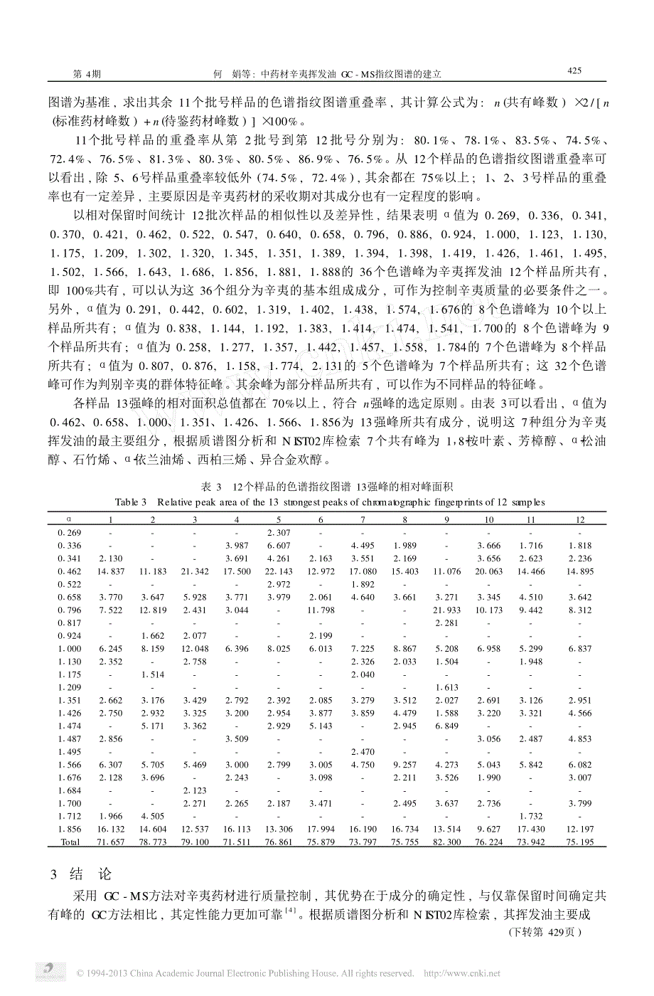 中药材辛夷挥发油gc_ms指纹图谱的建立_第3页