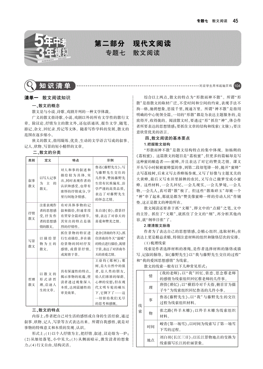 山东专用2019年中考语文总复习第二部分现代文阅读专题七散文阅读讲解部分pdf_第1页