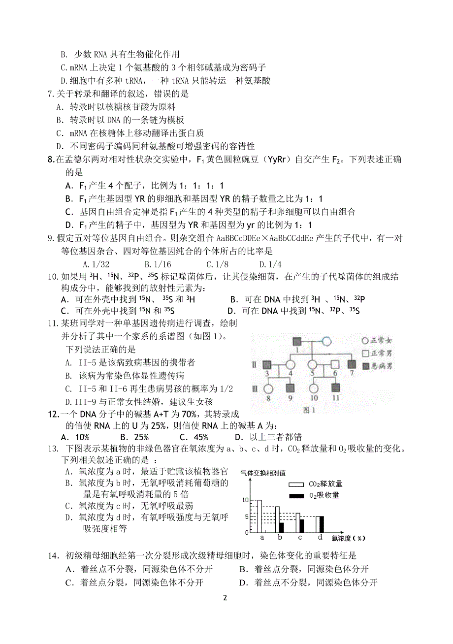 名校试题：一、遗传试题_第2页