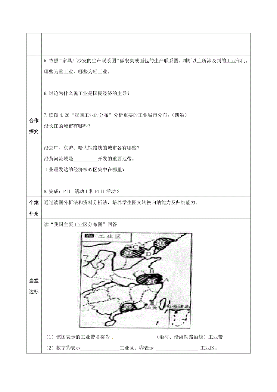 八年级地理上册 第四章 第三节 工业导学案1（无答案）（新版）新人教版_第2页