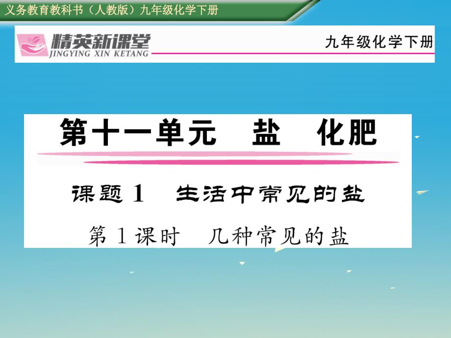 九年级化学下册 第十一单元 盐 化肥 课题1 生活中常见的盐 第1课时 几种常见的盐课件 （新版）新人教版_第1页