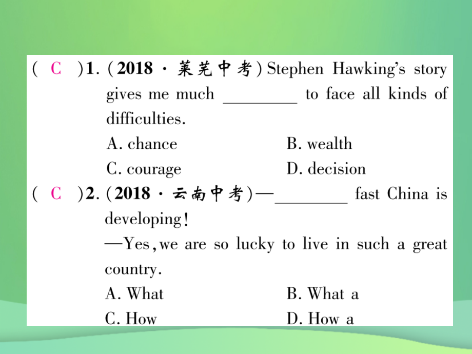 2018年秋九年级英语全册专题训练专题1单项选择课件新版人教新目标版_第2页