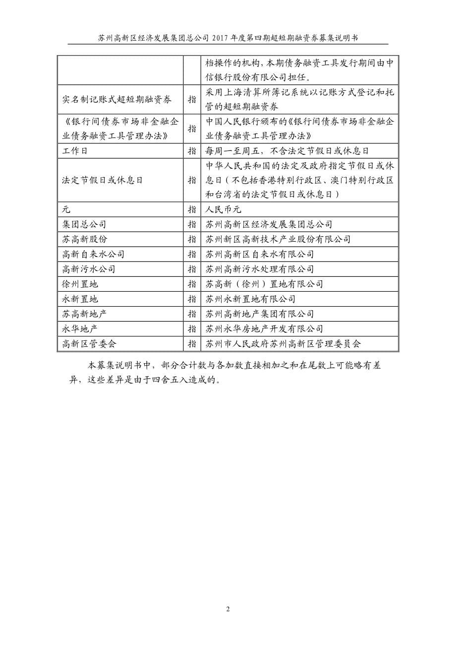 苏州高新区经济发展集团总公司2017第四期超短期融资券募集说明书_第5页