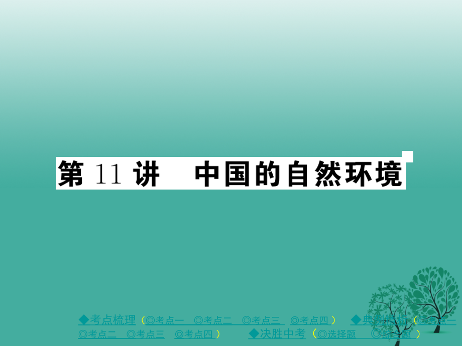 中考地理总复习 第一部分 考点探究 第三单元 中国地理 第11讲 中国的自然环境课件_第1页