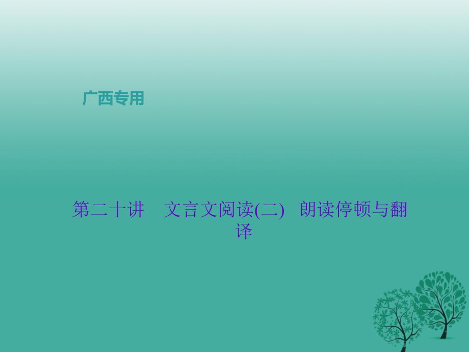 中考语文总复习专题二古诗文阅读第二十讲文言文阅读二朗读停顿与翻译课件_第1页