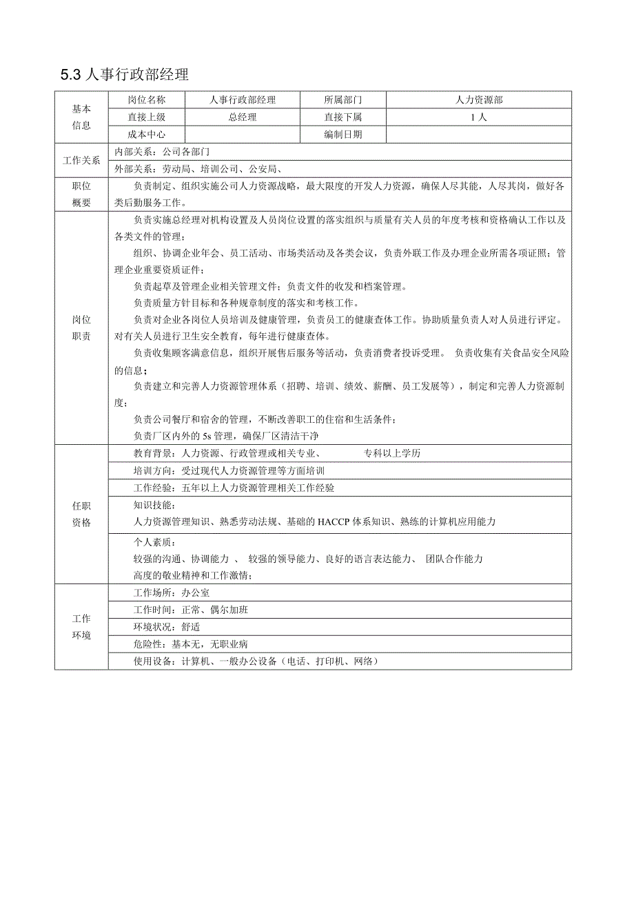 食品企业岗位资格要求与职责_第4页