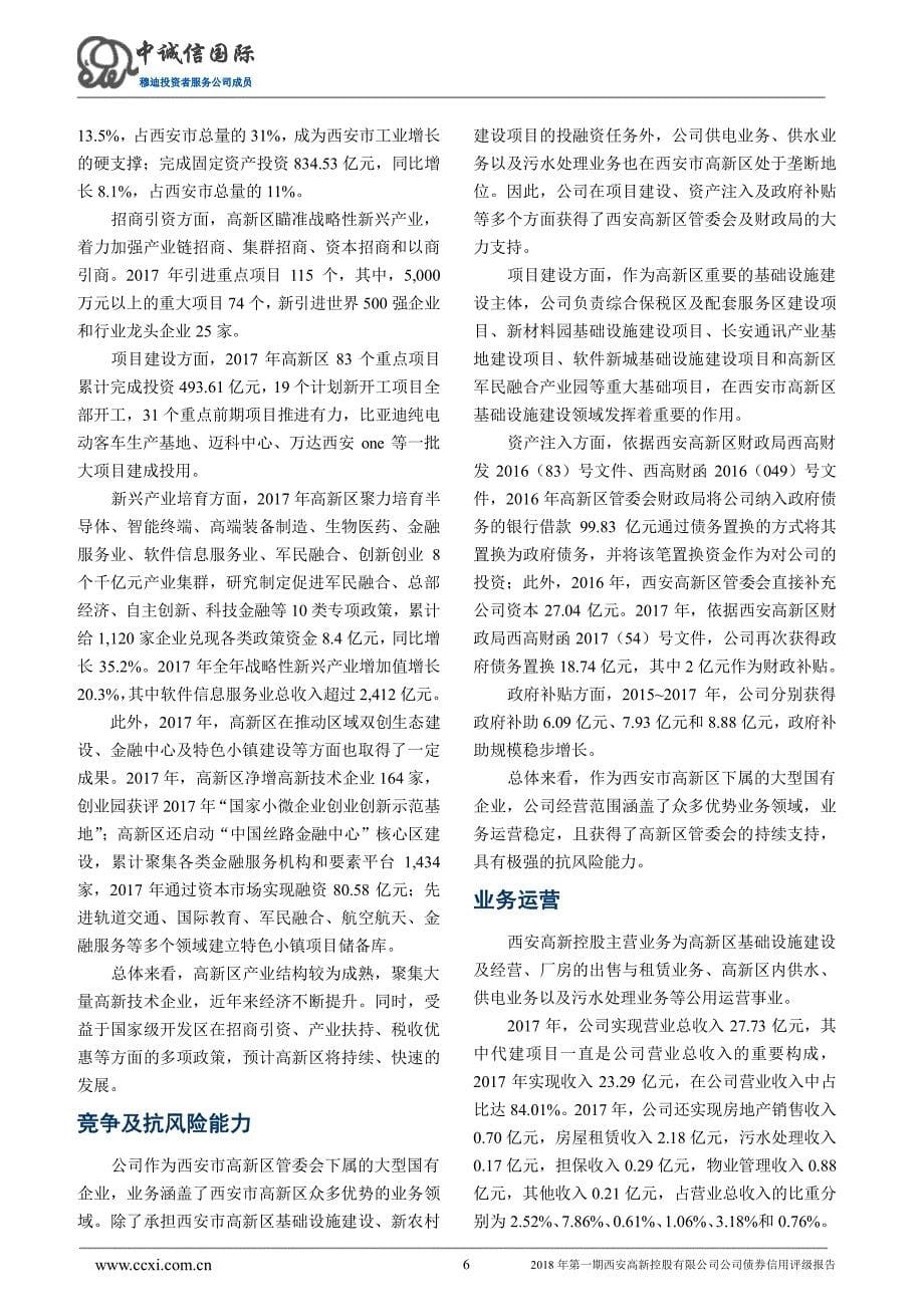西安高新控股有限公司2018主体信用评级报告_第5页