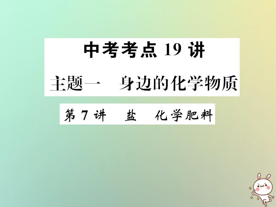 2019年中考化学复习主题一身边的化学物质第7讲盐化学肥料课件_第1页