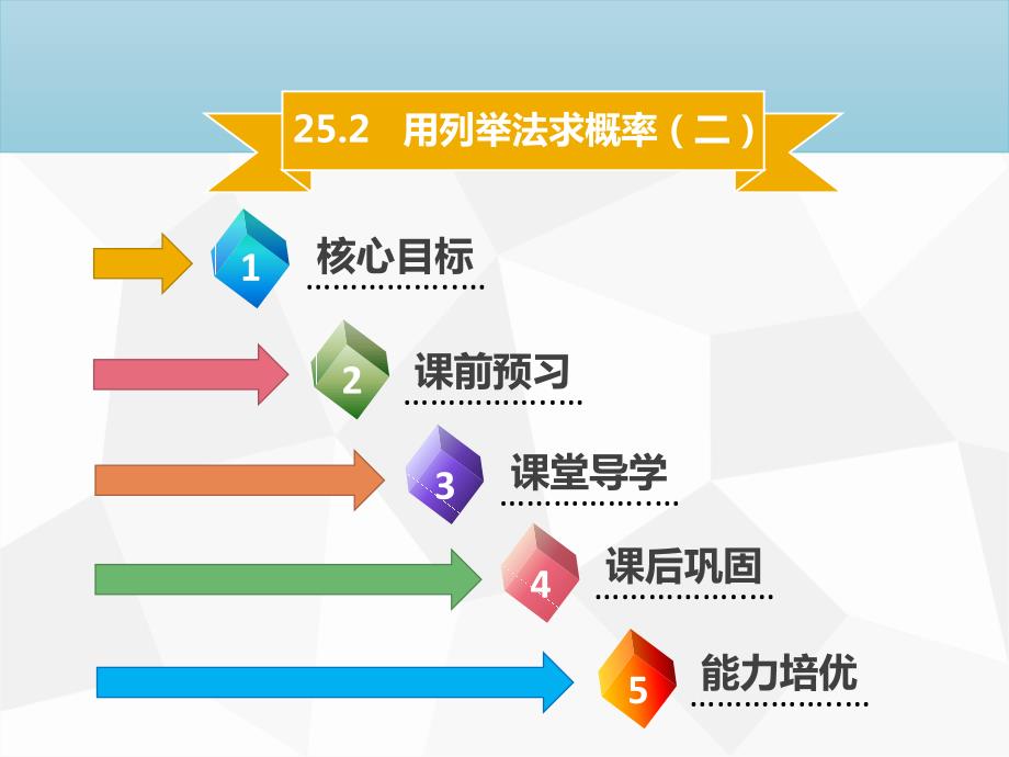 2018年秋九年级数学上册第二十五章概率初步25.2用列举法求概率二导学课件新版新人教版_第1页