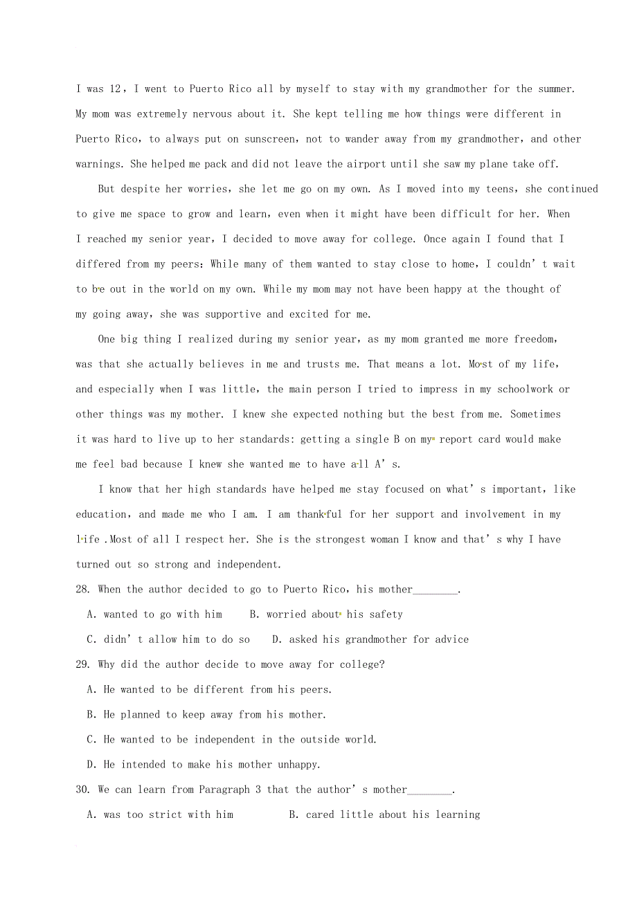 高三英语12月月考试题_6_第4页