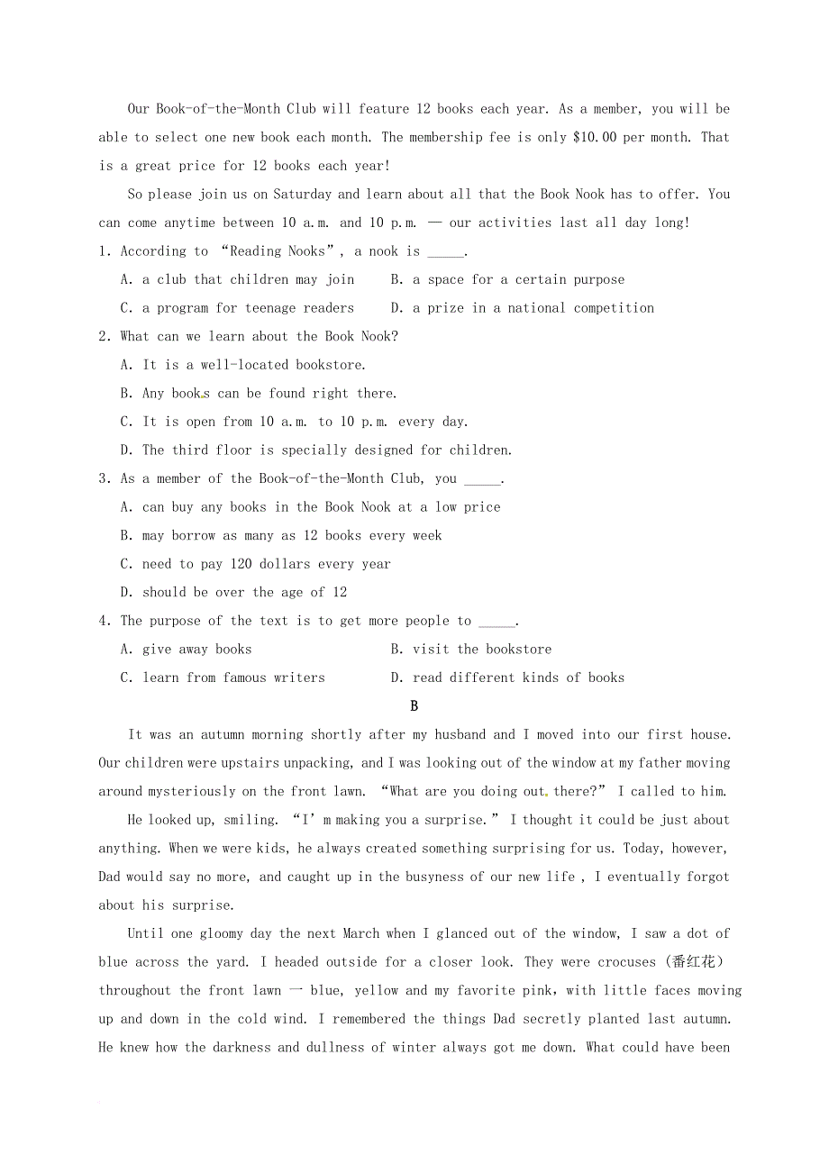 高二英语上学期第三次月考试题_4_第2页