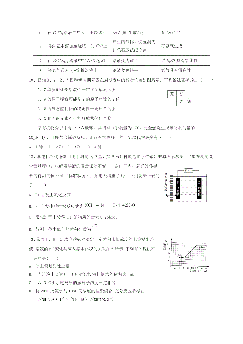 高三理综12月一诊模拟试题_第3页