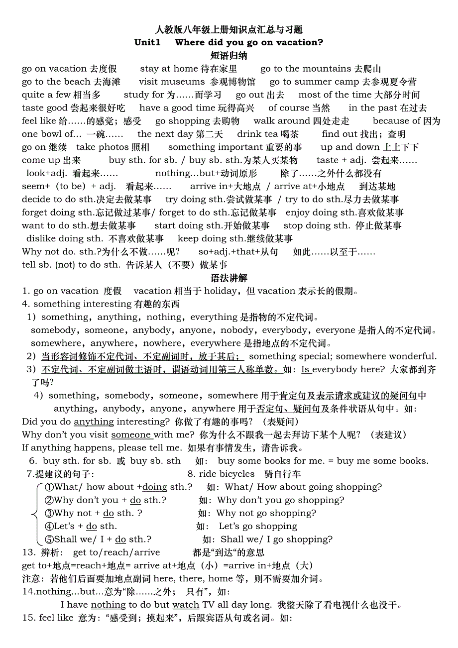 人教版八年级上册英语知识点总结66968_第1页