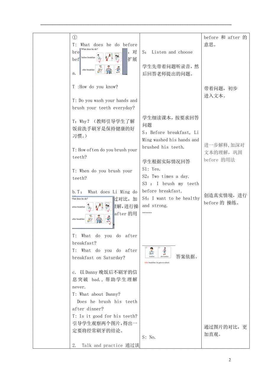 2016春六年级英语下册 unit 2 good health to you lesson 8《always brush your teeth》教案 （新版）冀教版（三起）_第2页