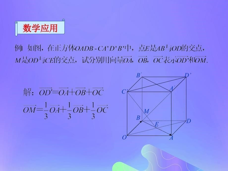 2018年高中数学 第3章 空间向量与立体几何 3.1.3 空间向量基本定理课件4 苏教版选修2-1_第5页