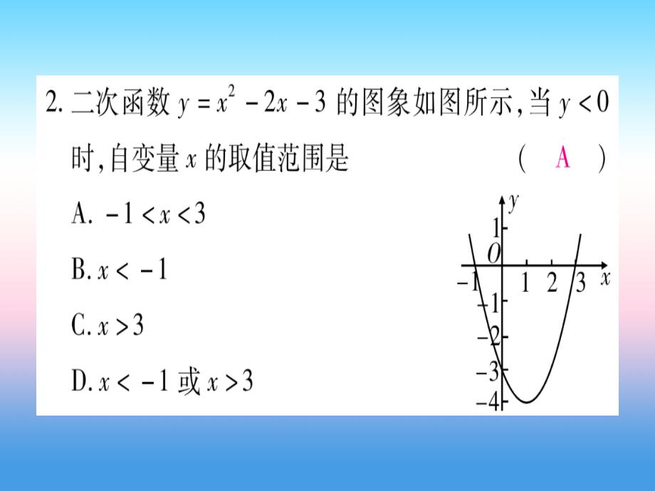 2018-2019学年九年级数学下册 寒假作业（二）二次函数作业课件 （新版）沪科版_第3页