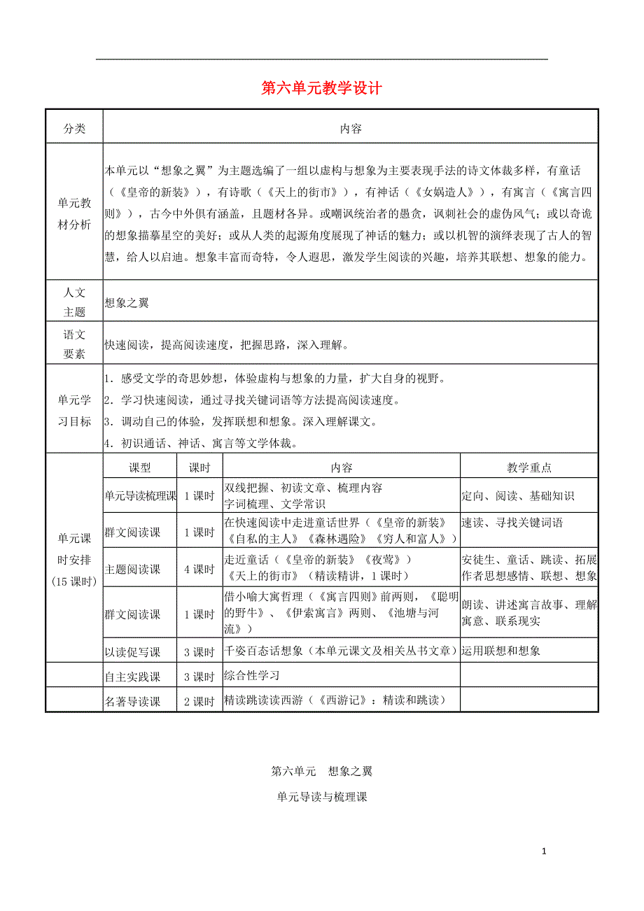 辽宁省法库县七年级语文上册 第六单元教学设计 新人教版_第1页