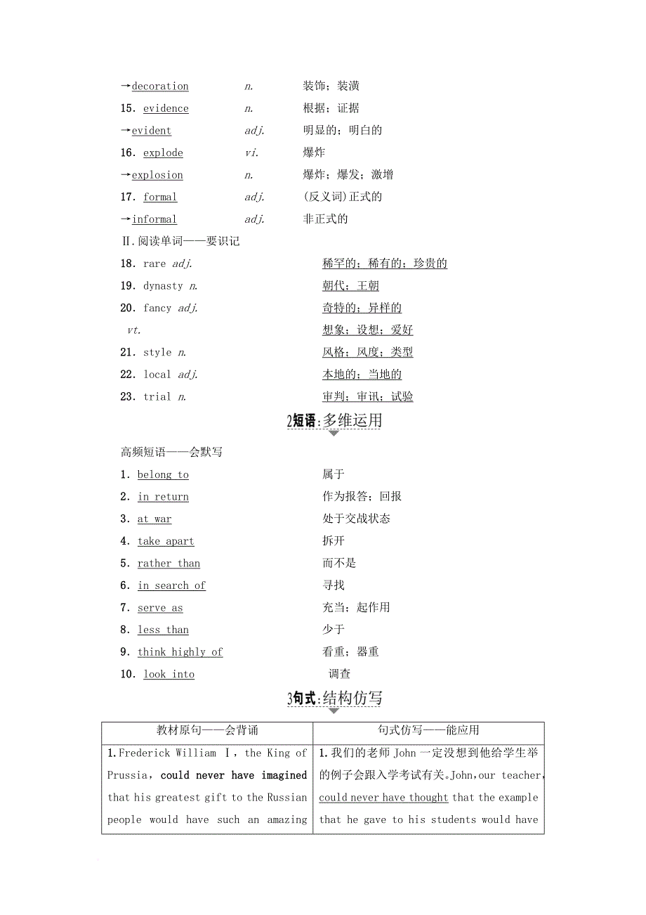 高考英语一轮复习第1部分基础知识解读unit1culturalrelics教师用书新人教版必修2_第2页