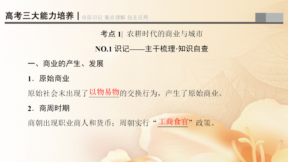 高考历史一轮复习第6单元中国古代的农耕经济第13讲农耕时代的商业与城市和近代前夜的发展与迟滞课件岳麓版_第2页