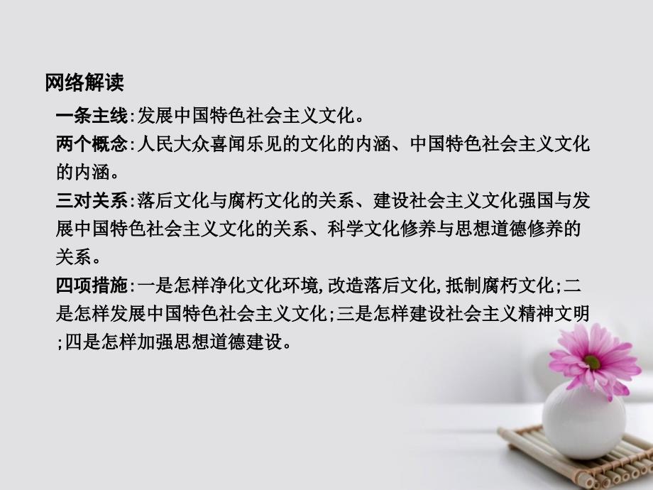 高考政治大一轮复习 第四单元 发展中国特色社会主义文化单元总结课件 新人教版必修_第3页