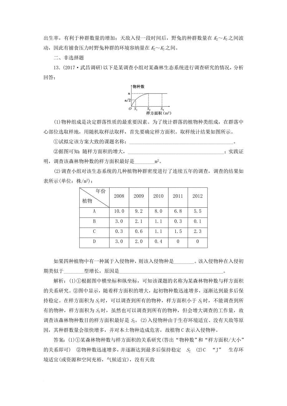 高考生物一轮复习 课时跟踪检测（三十三）种群的特征和数量变化_第5页