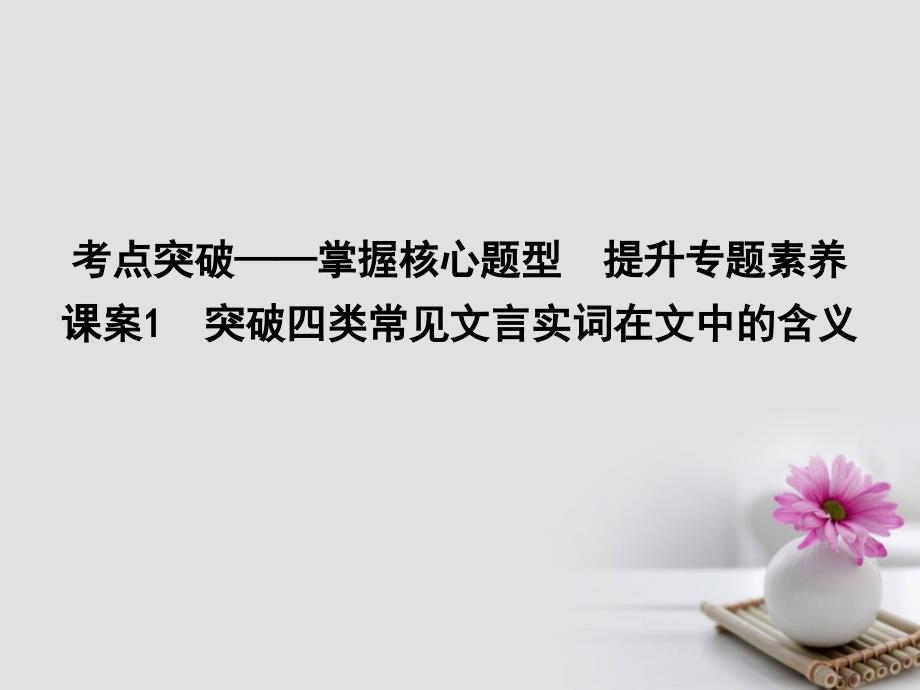 高考语文大一轮复习 专题一 文言文阅读 考点突破掌握核心题型 提升专题素养 课案1 突破四类常见文言实词在文中的含义课件_第1页