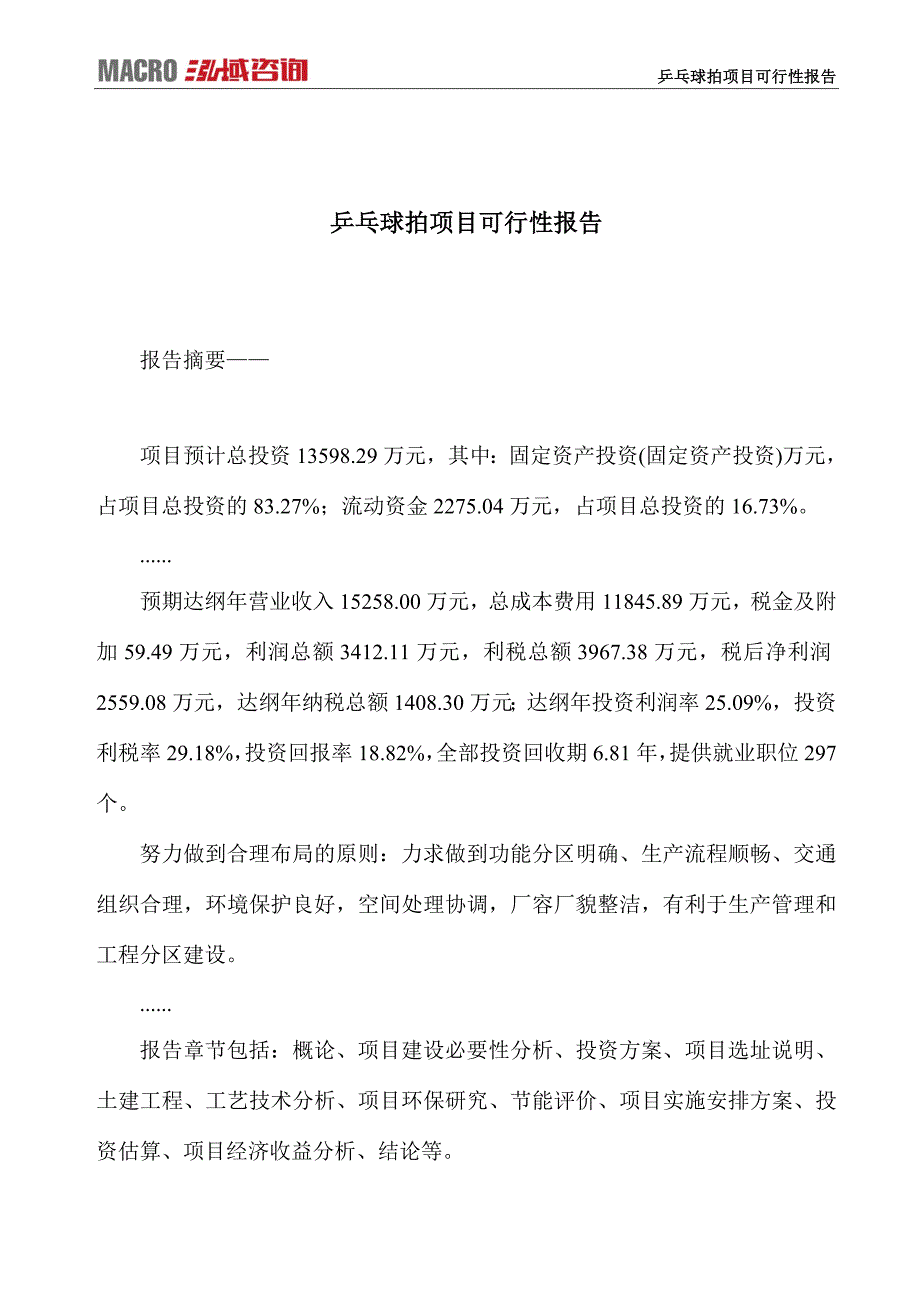 乒乓球拍项目可行性报告_第1页