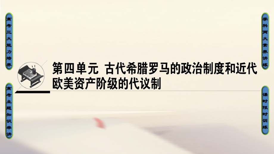 高考历史一轮复习 第4单元 古代希腊罗马的政治制度和近代欧美资产阶级的代议制 第8讲 古代希腊罗马的政治制度课件 北师大版_第1页