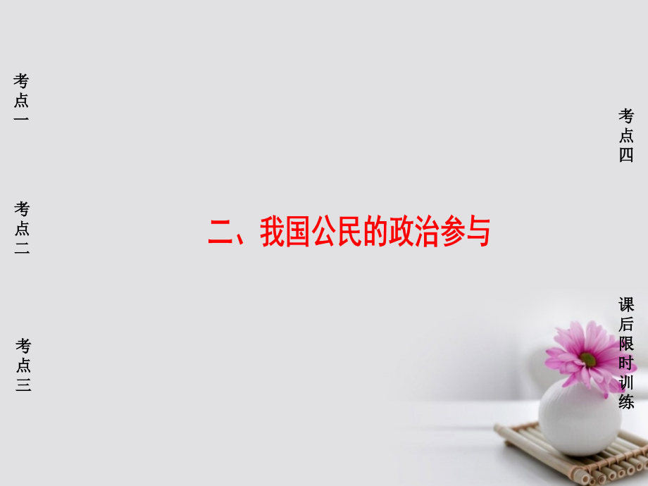 高三政治一轮复习必考部分第1单元公民的政治生活二我国公民的政治参与课件新人教版必修_第1页