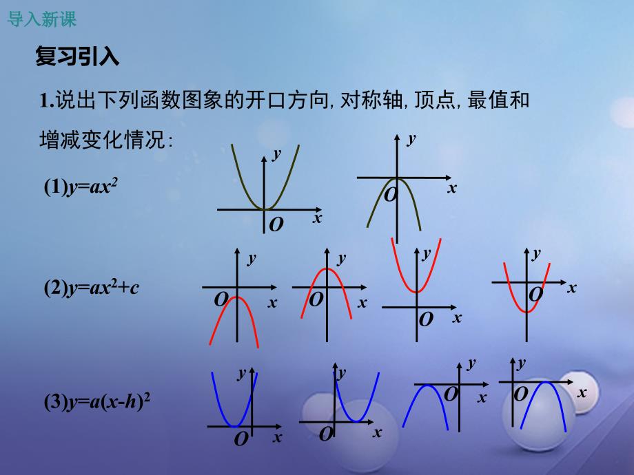 九年级数学下册2_2二次函数的图象与性质第4课时二次函数y=a(x_h)2+k的图象与性质课件新版北师大版_第3页