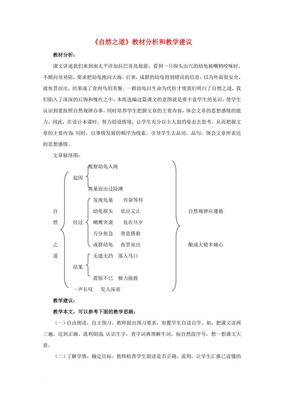 四年级语文下册第10课自然之道教材分析和教学建议冀教版_第1页