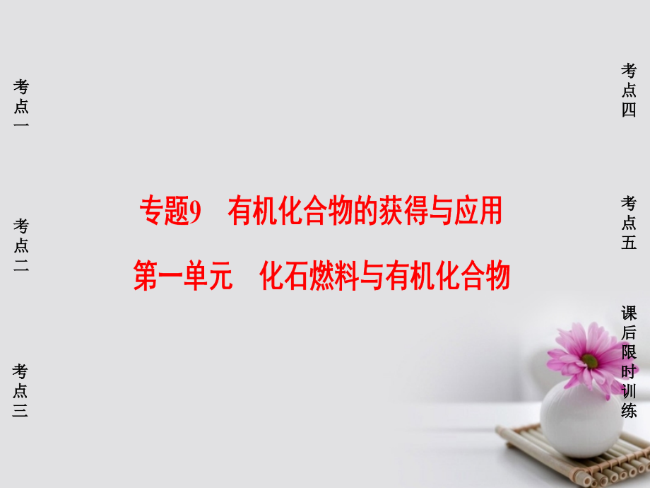 高考化学大一轮复习 专题9 有机化合物的获得与应用 第1单元 化石燃料与有机化合物课件_第1页