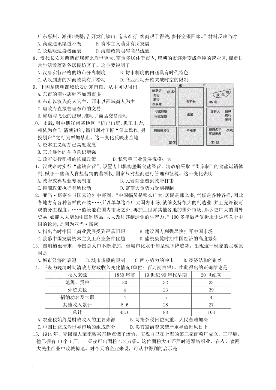 高一历史下学期第一次月考3月调研检测试题_第2页