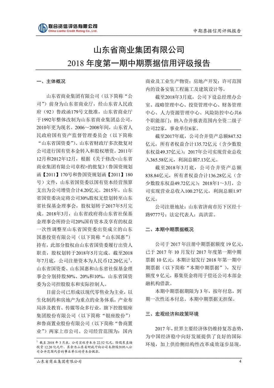 山东省商业集团有限公司2018年度第一期中期票据信用评级报告(更新)_第5页