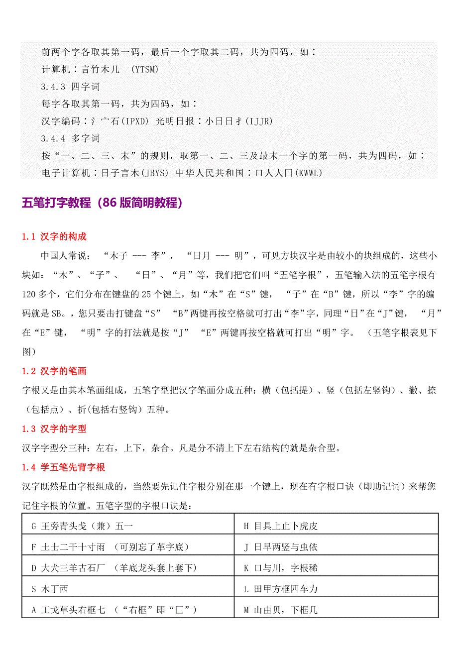 最详细五笔打字教程(内含五笔字根表和口诀-新手入门必备)_第4页